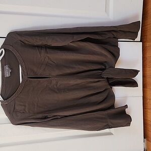 Michael Stars Keyhole Neck Tie Front Bell Sleeve Blouse